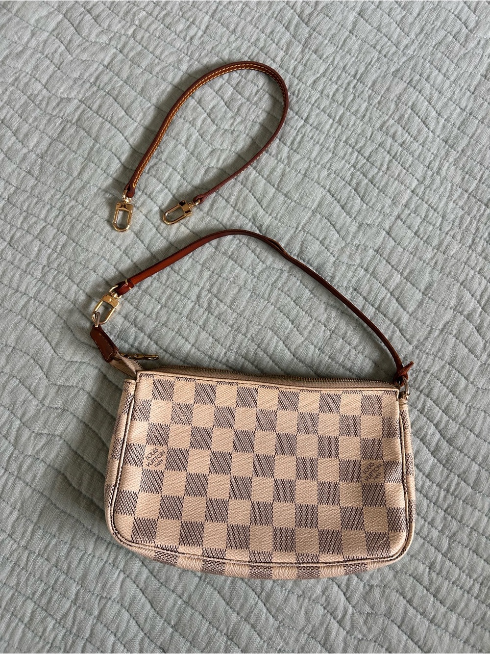 Louis Vuitton Damier Azur White and Light Gray Wristlet